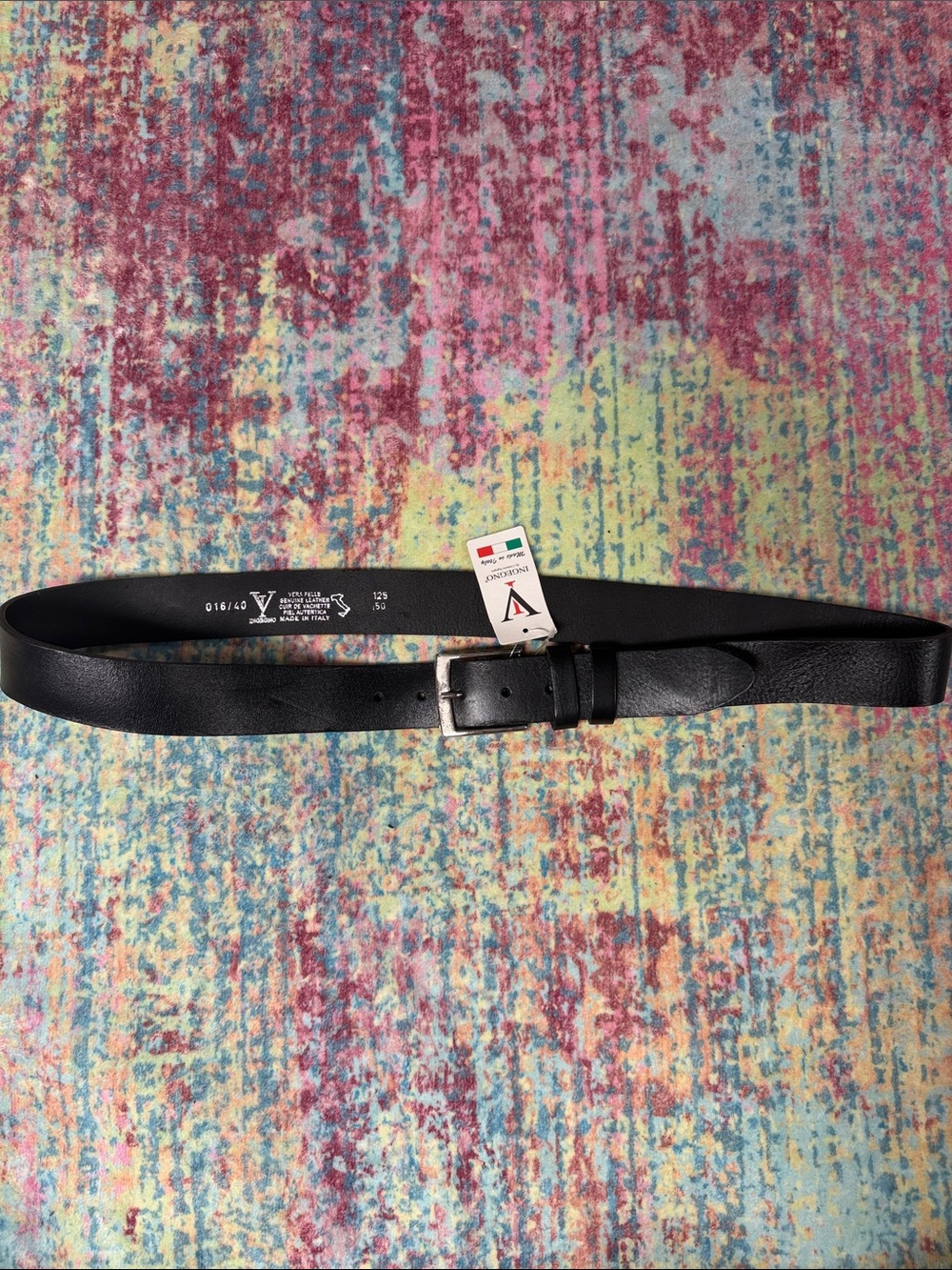 Valentino Black Leather Men's Belt with Silver Buckle